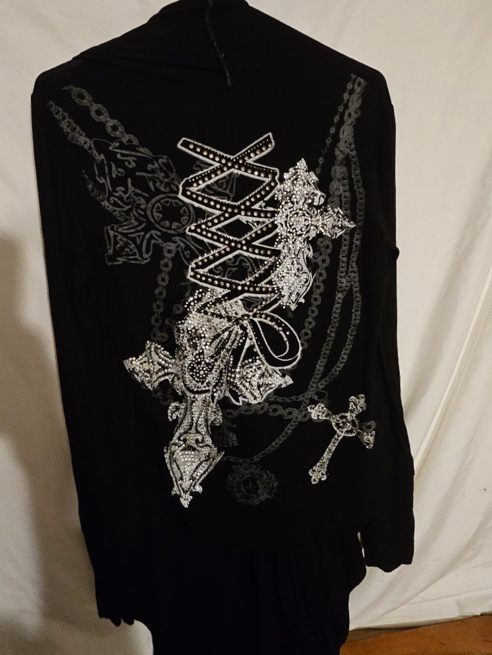 Black Long Sleeve Drape Cardigan